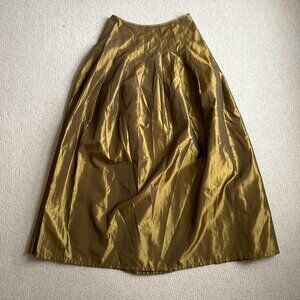 Vintage bronze/gold metallic pleated full-length ballgown skirt small